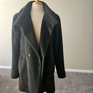 Hilary Radley Collection – Smokey Gray/Black Alpaca Suri Car Coat (Size 14)